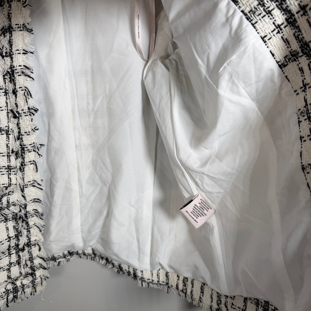 Nanette Lepore Tweed Jacket Quiet Luxury French Girl Chic Sz 6 Windowpane White - Picture 8 of 15